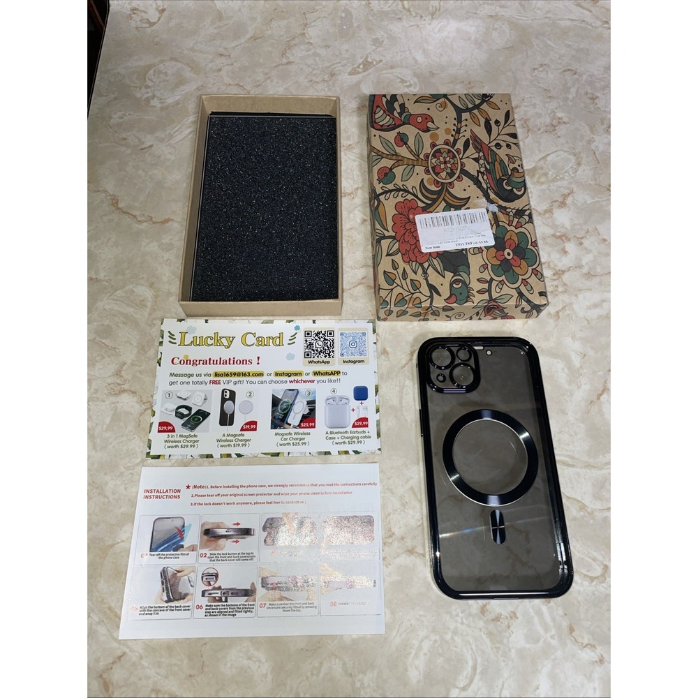 Magnetic‎ Black Clear slim case for iphone15 14 13 - wireless charge